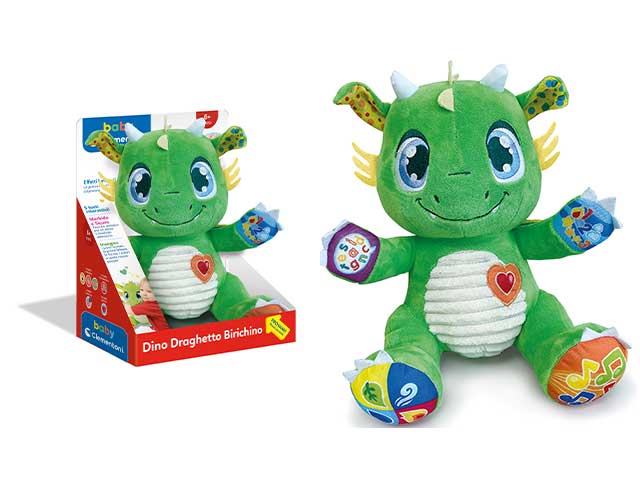 Dragon Interactive PlushPeluche Educativo Suoni e luci - Clementoni