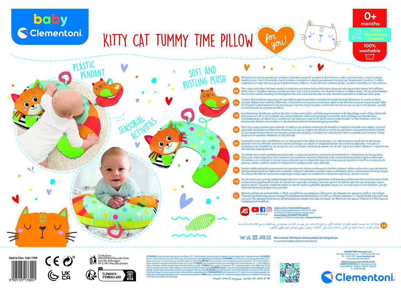 Kitty Cat Pillow Cuscino per Sviluppo Muscolare Gattonamento - Clementoni Baby For You
