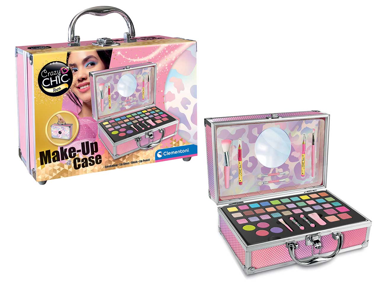 Valigetta Make Up giocattolo Crazy Chic: Il Set Completo per Giovani Make Up Artist, età consigliata: + 9 anni - Clementoni