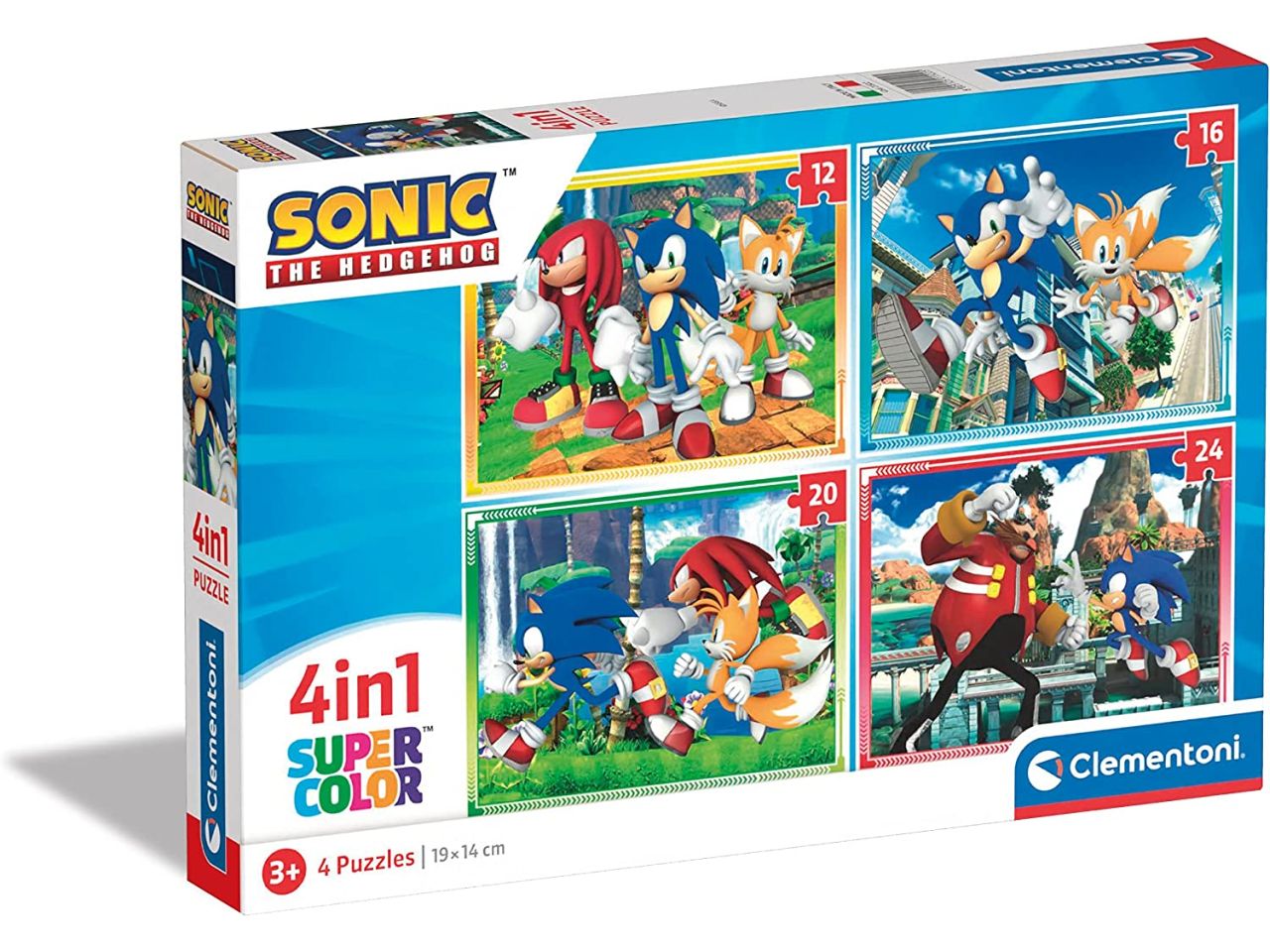 Supercolor Puzzle Sonic Puzzle Cartoni Animati 4 in 1 - Clementoni