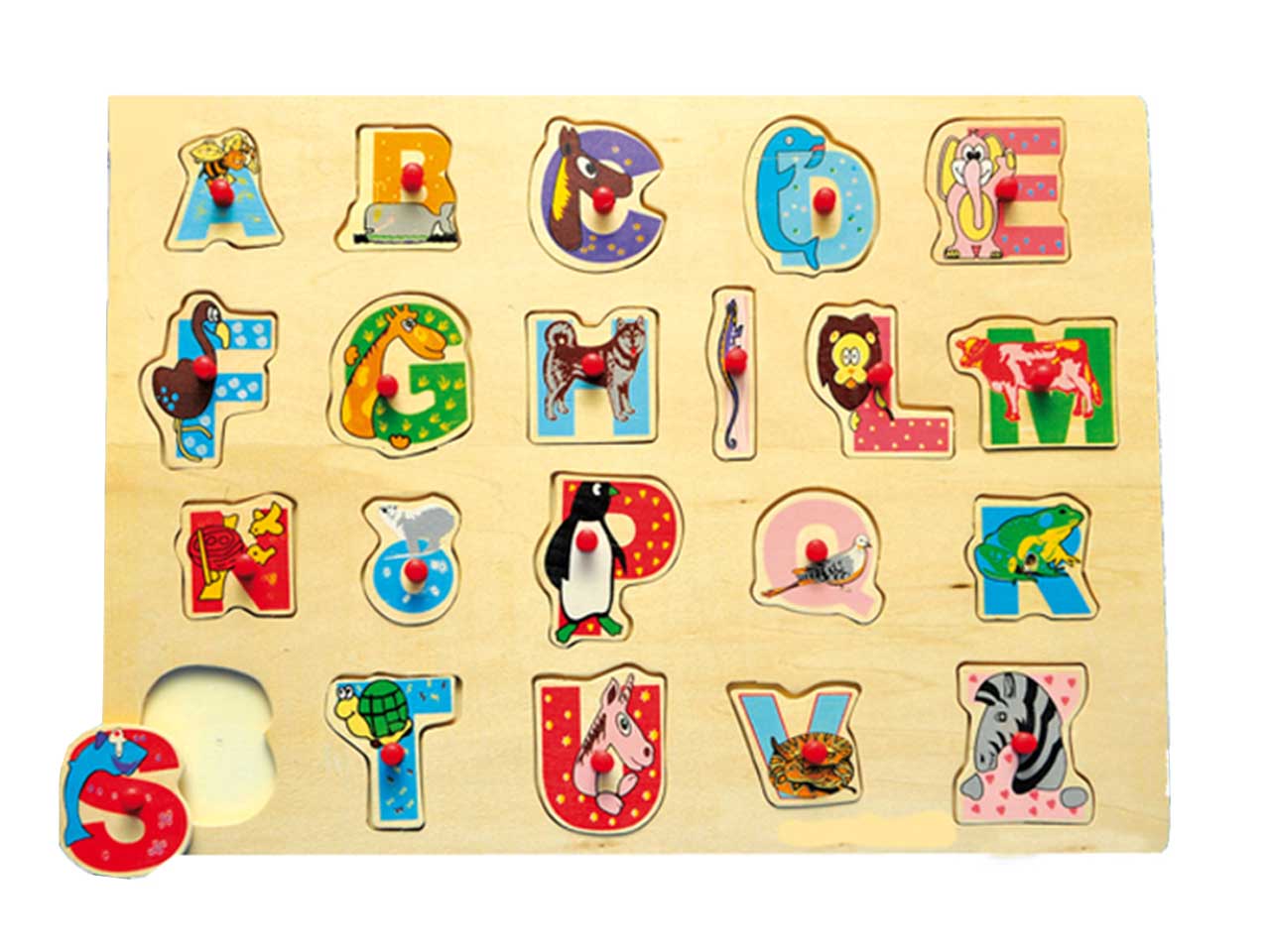 Puzzle legno c/lettere funny e animali 57043