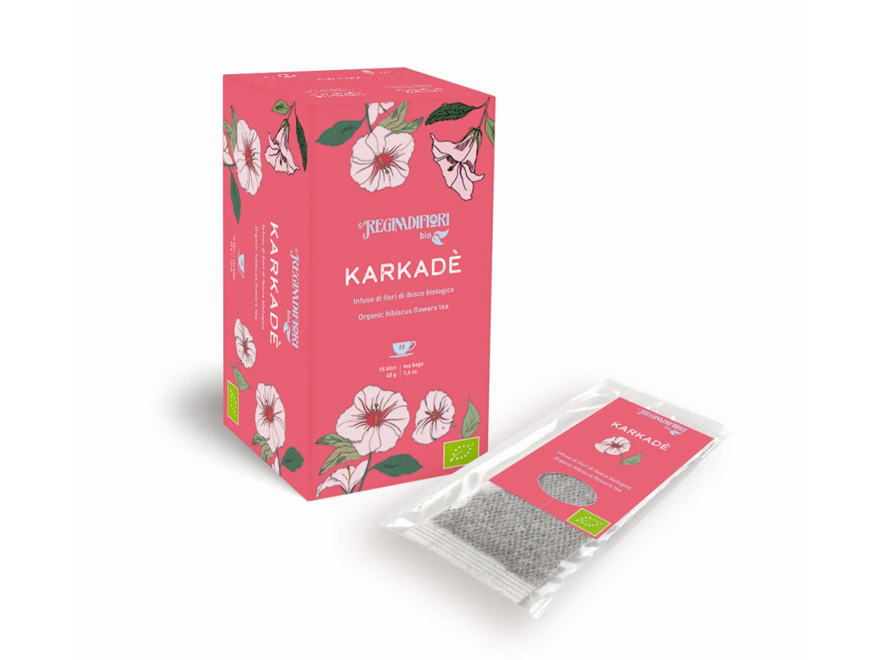 Tisana infuso di fiori di ibisco karkadè biologico - la confezione comprende 15 astucci da 3gr ciascuno