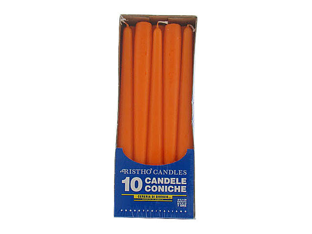Candela conica 25 10 pezzi arancio 56213.