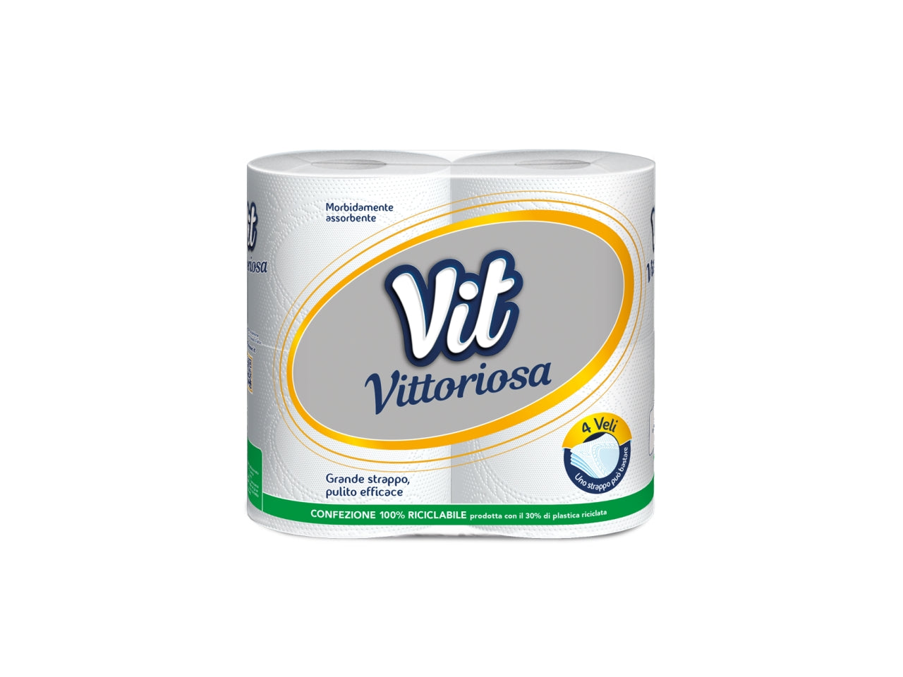 Vit Carta igienica 4 rotoli vittoriosa 4 veli pura cellulosa goffra centrata$