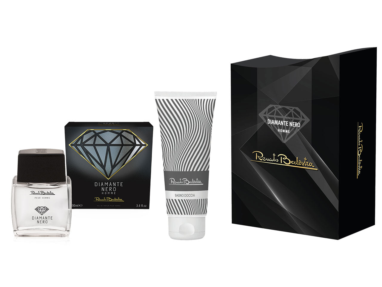 Set regalo renato balestra diamante nero pour homme eau de parfam 100ml + shower gel 200ml