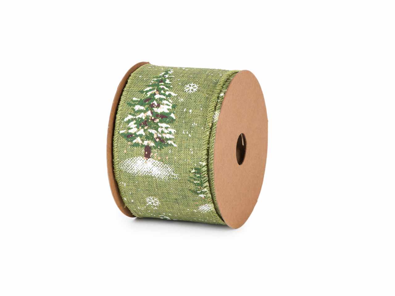 Nastro sherwood 63mmx10mt verde con alberi di natale