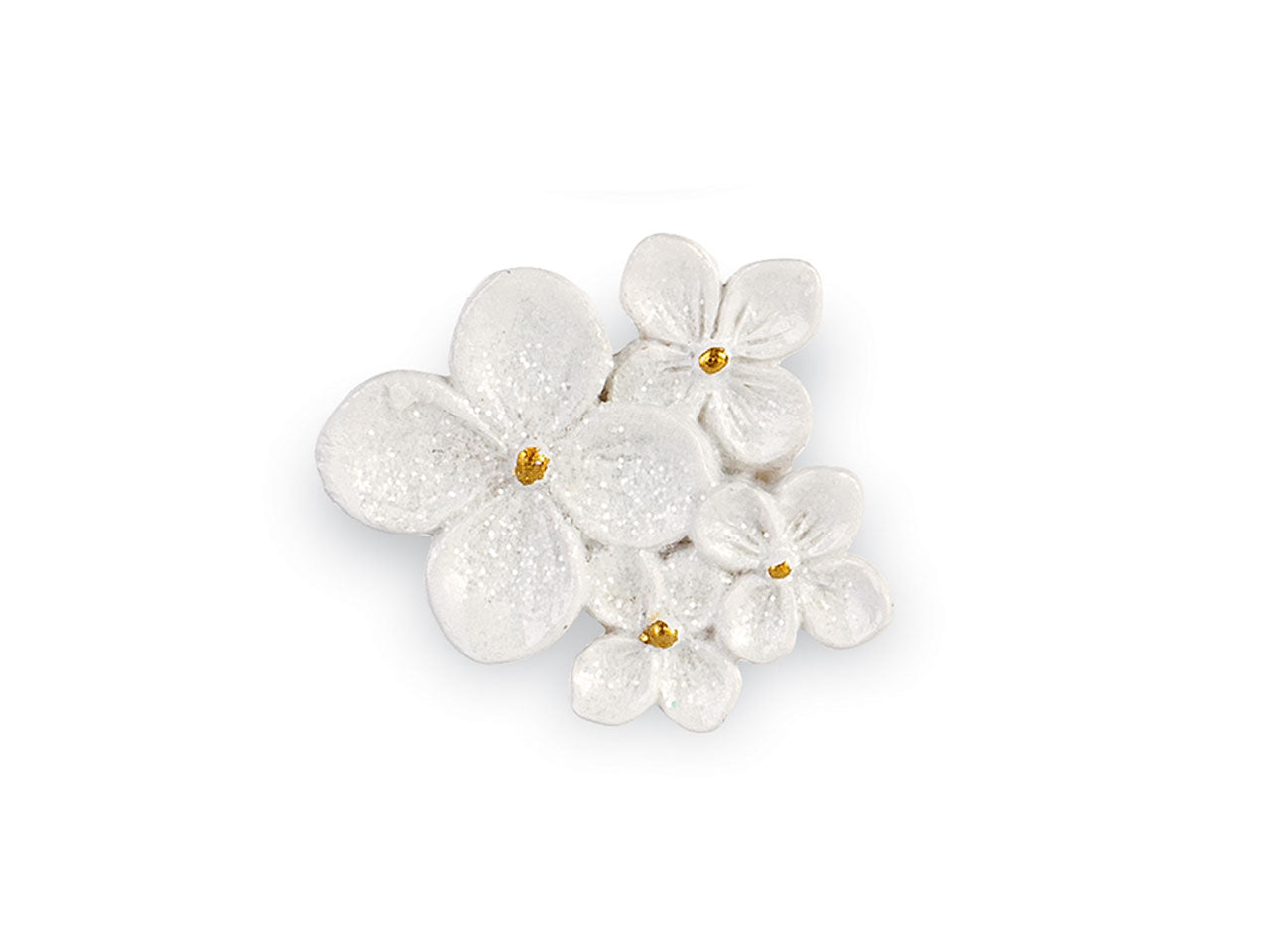 Magnete fiori bianchi con glitter 5cm