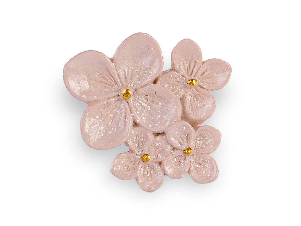 Magnete fiori cipria con glitter 5cm