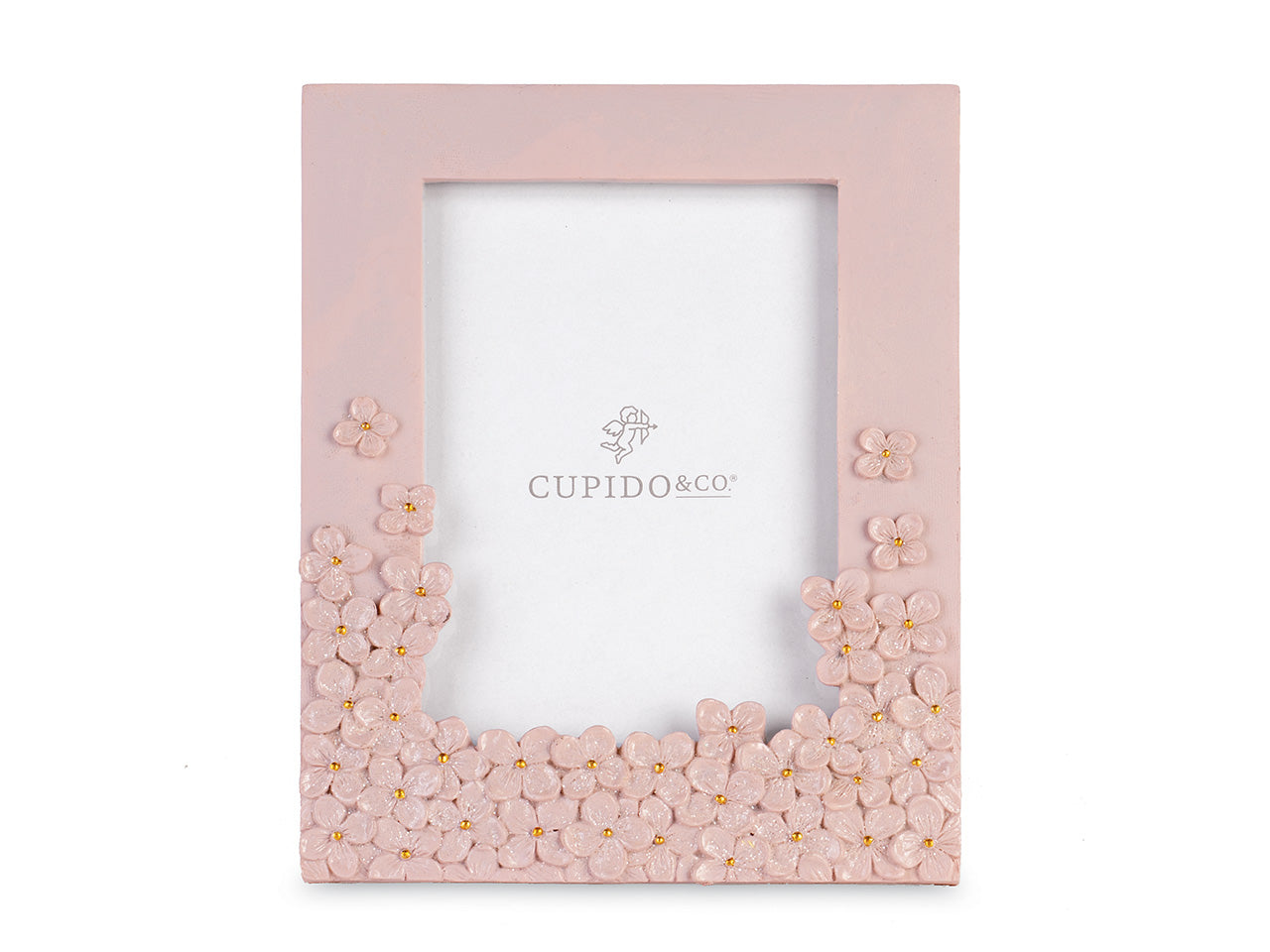 Portafoto 16x20cm cipria con fiori e glitter in scatola