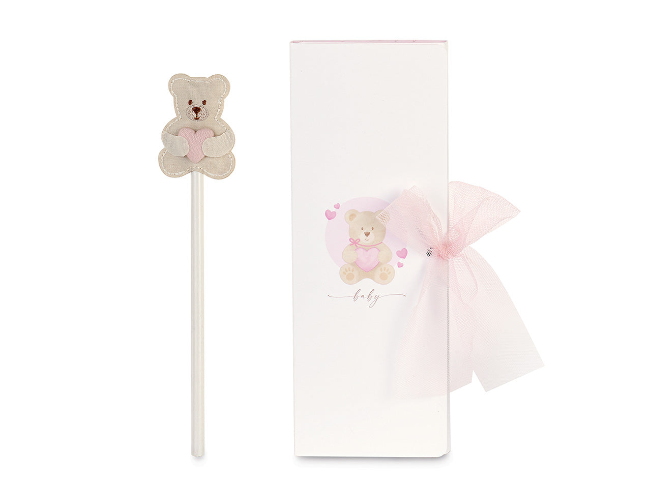 Matita orsetto con cuore rosa e busta h.21cm