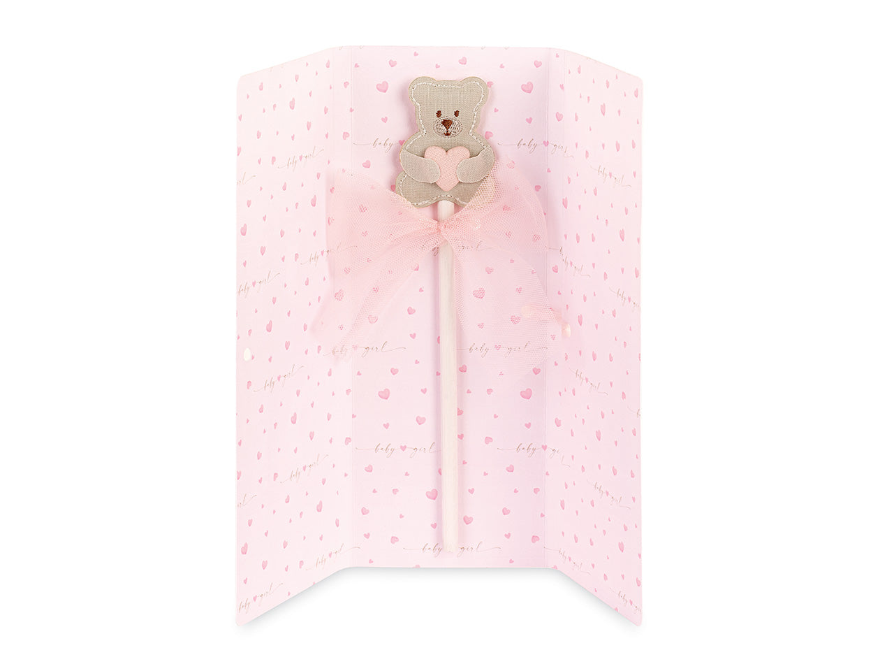 Matita orsetto con cuore rosa e busta h.21cm