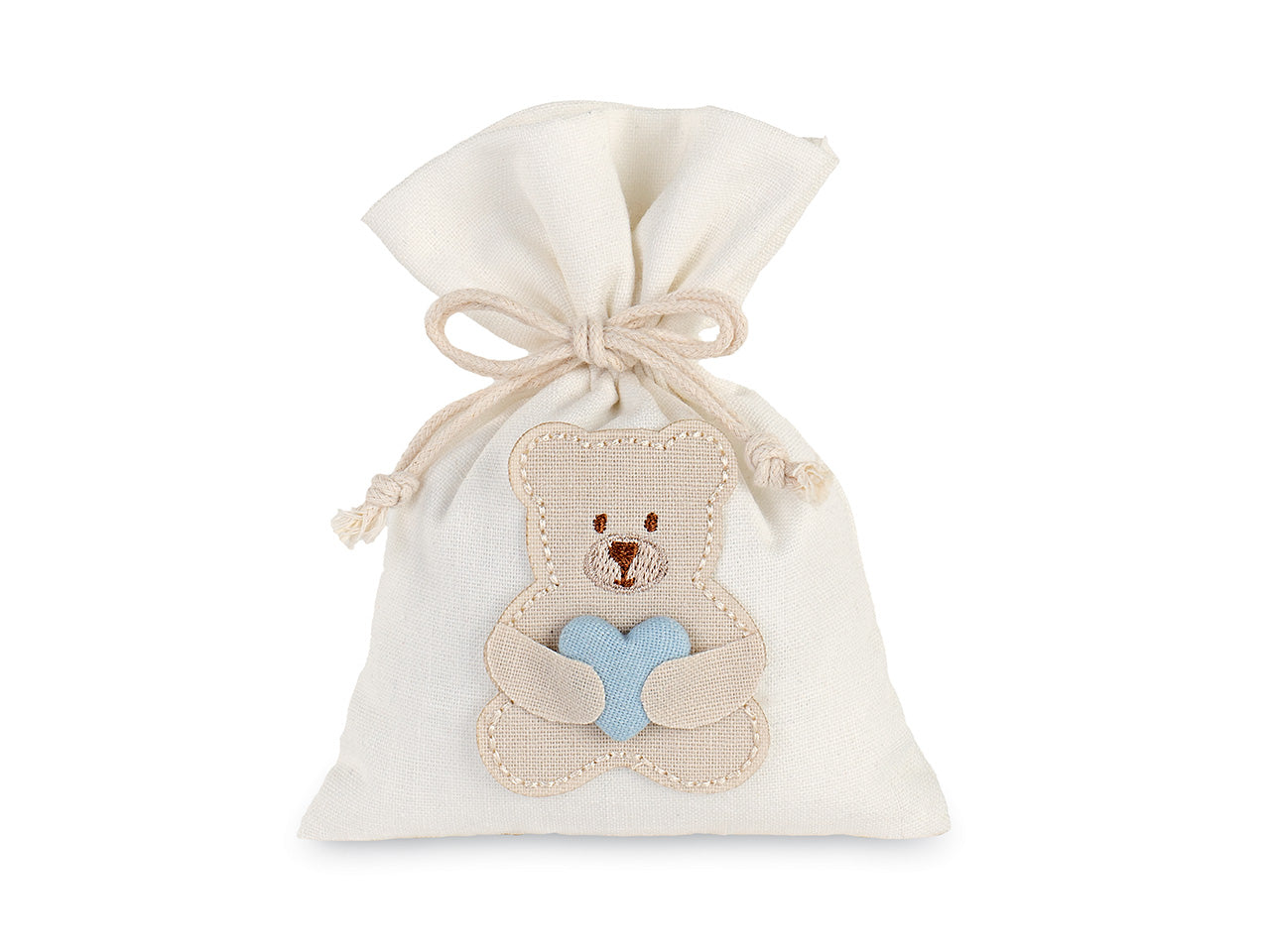 Sacchetto con orsetto e cuore azzurro 10x14cm