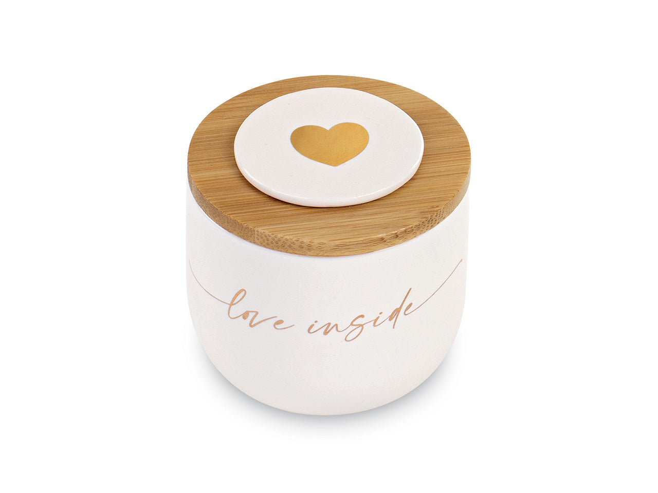 Candela in barattolo bianco 6x6cm con cuore