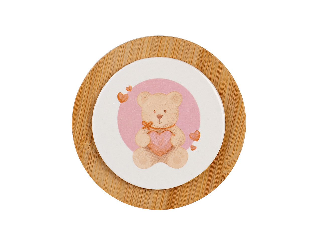 Candela in barattolo rosa 6x6cm con orsetto