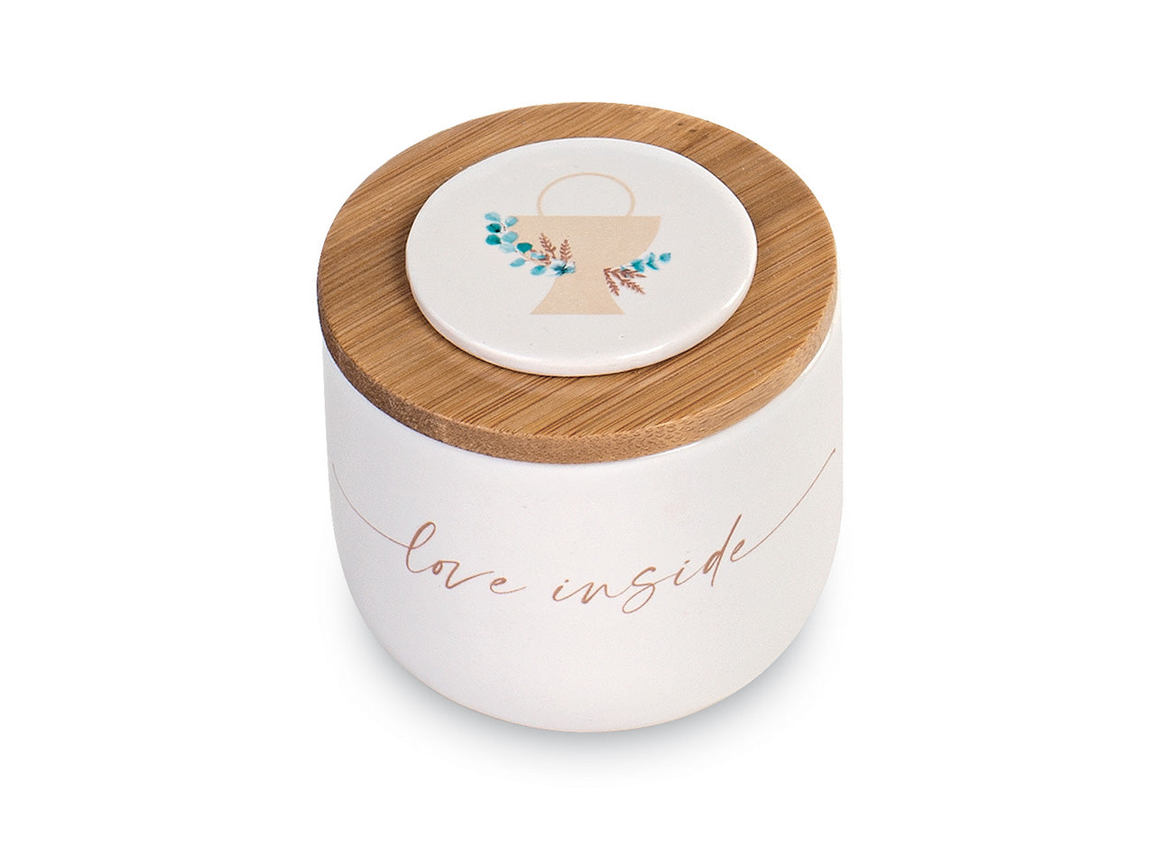 Candela in barattolo bianco 6x6cm per comunione