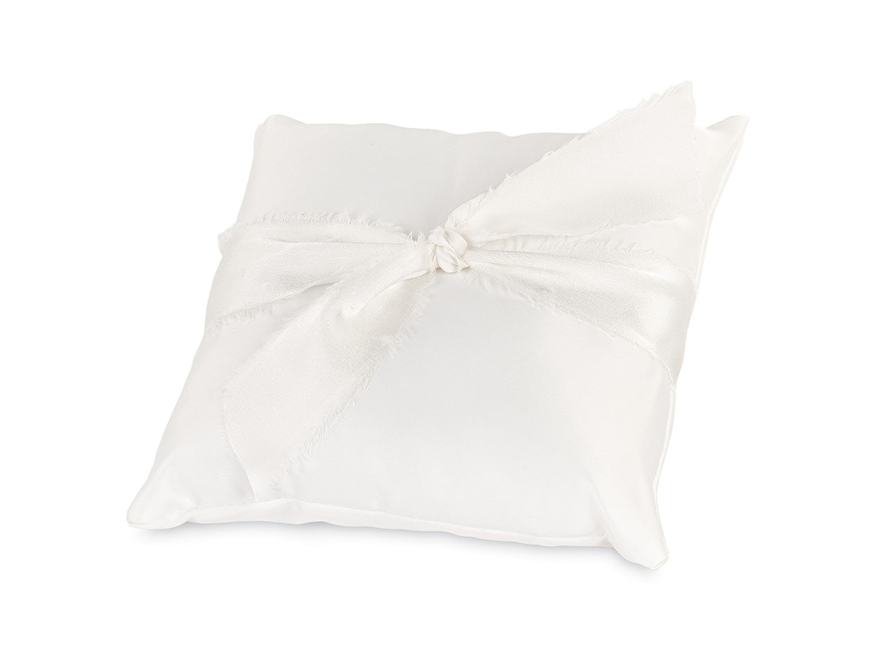 Cuscino per fedi in raso avorio con nodo 20x20cm