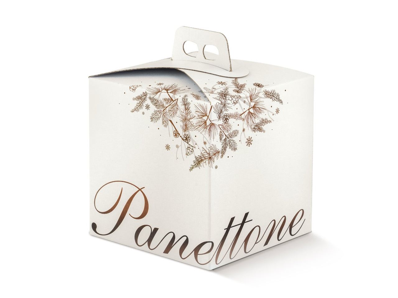 Scatola regalo porta panettone effetto lino bianco e verde 21x21x22 cm - Scotton
