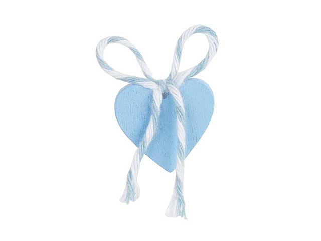 Cuore legno azzurro c/adesivo 18692
