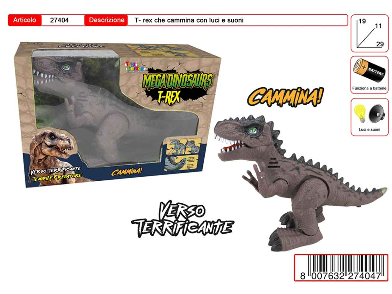 Dinosauro luci/suoni e mov. 27404