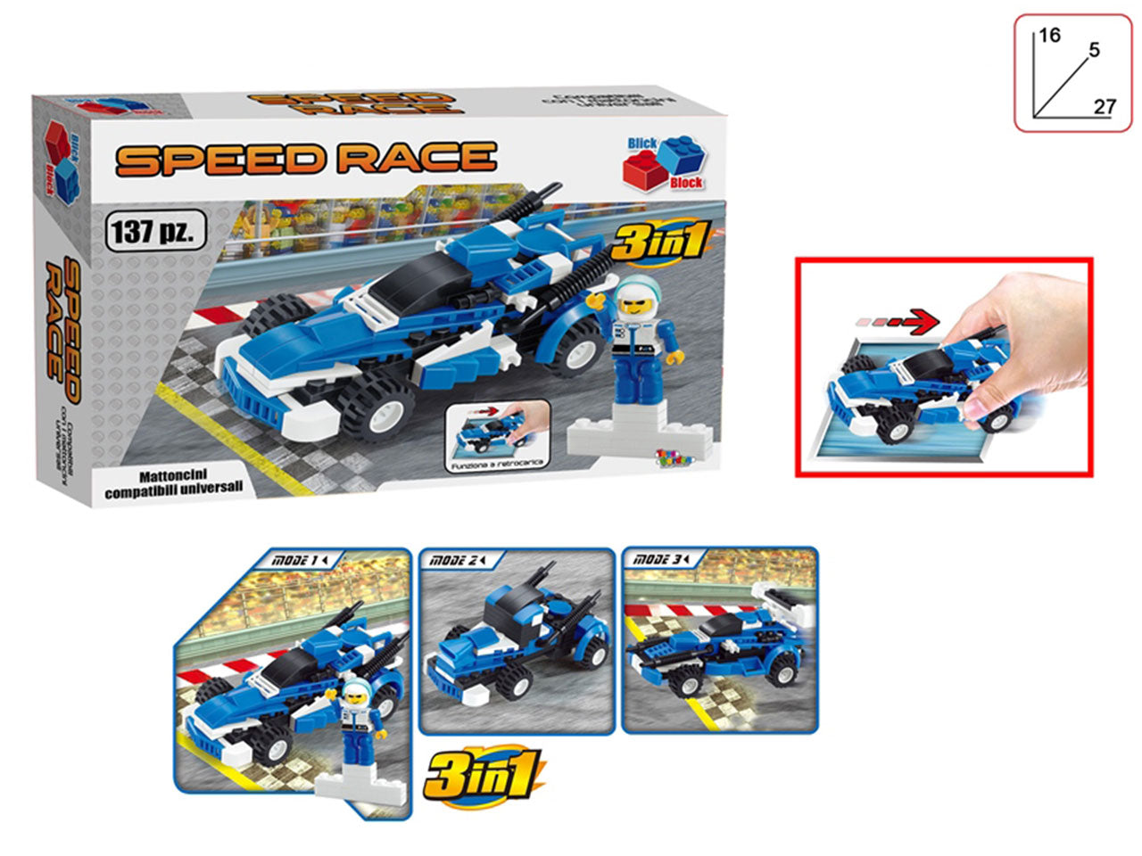 Speed race blu blick block