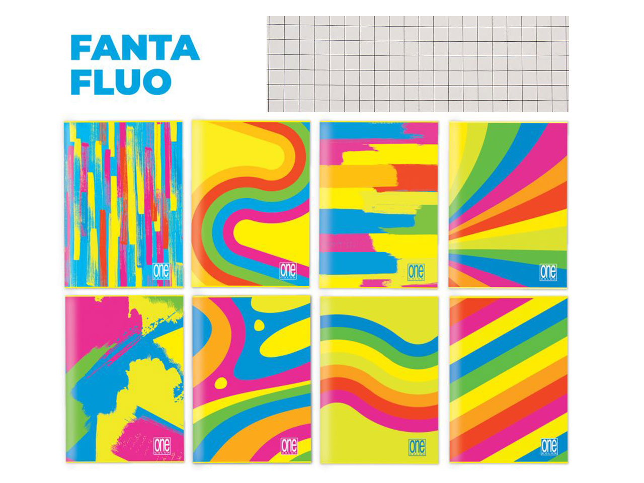 Quaderno One color maxi fantafluo A4 rigatura 5m 80gr assortiti - la confezione comprende 10 quaderni
