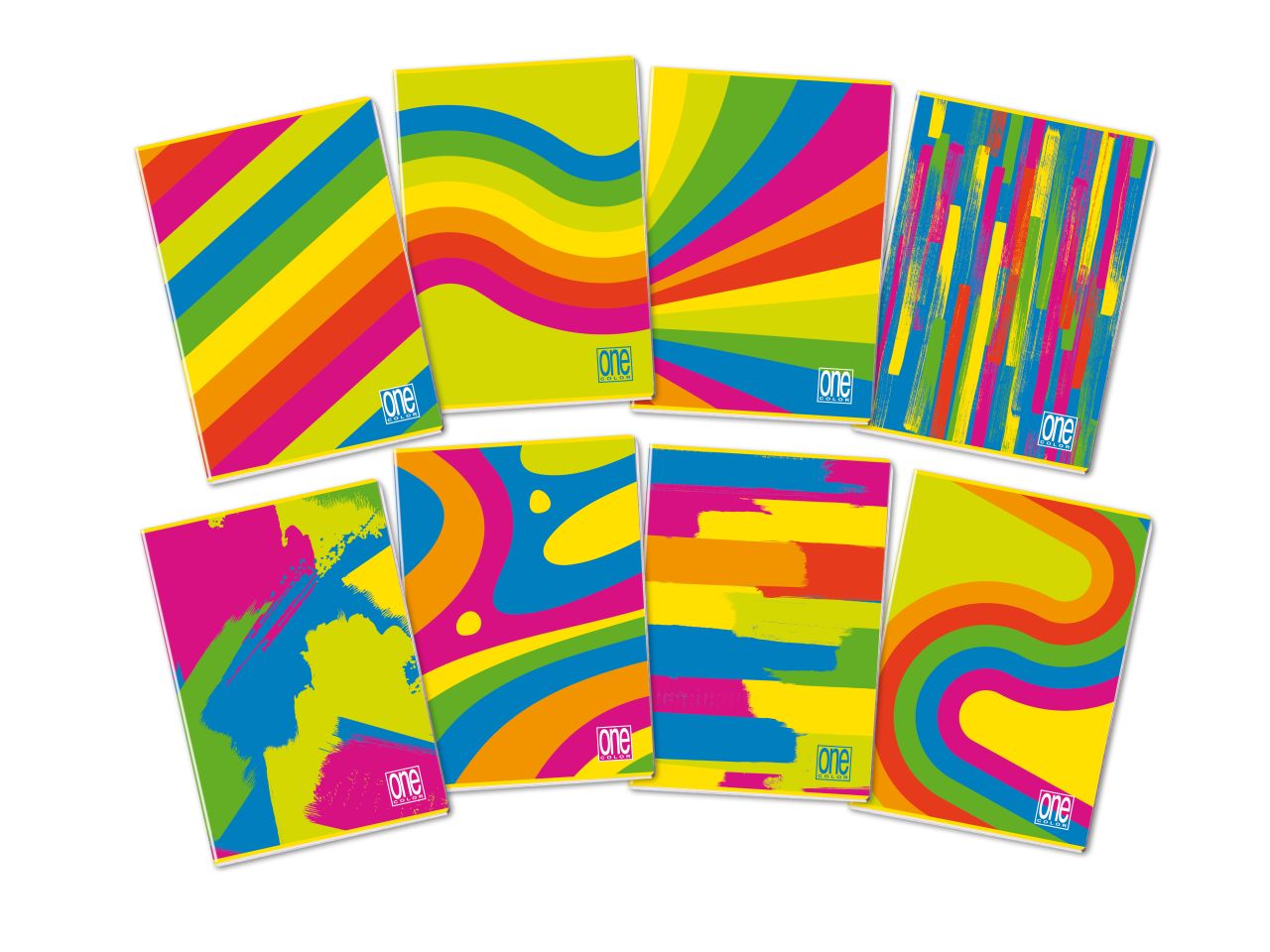 Quaderno One color maxi fantafluo A4 rigatura 5m 80gr assortiti - la confezione comprende 10 quaderni