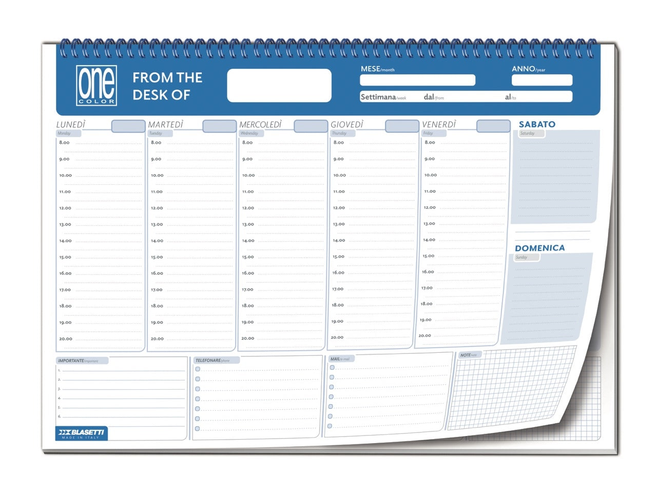 One color planner spiralato
