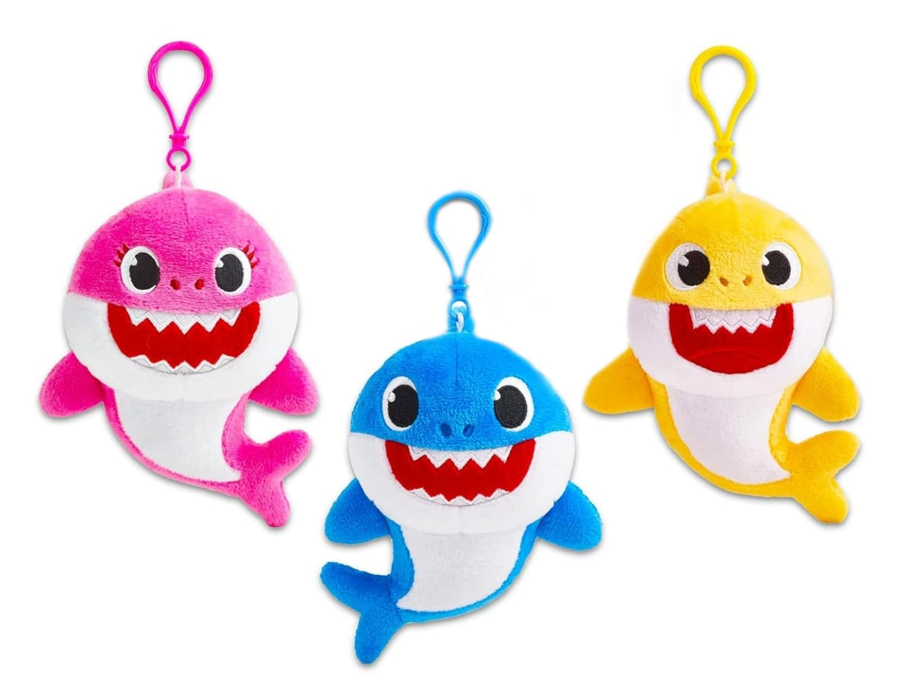 Baby shark peluche 6cm con portachiavi supersoft in 3 assortimenti