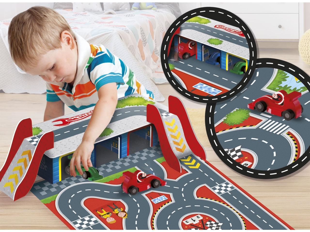 Montessori baby legno cars garage