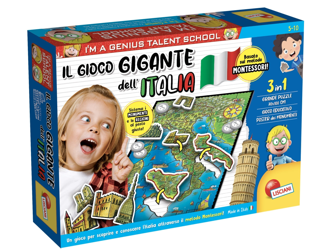I'm a genius il gioco gigante dell'italia basato sul metodo montessori