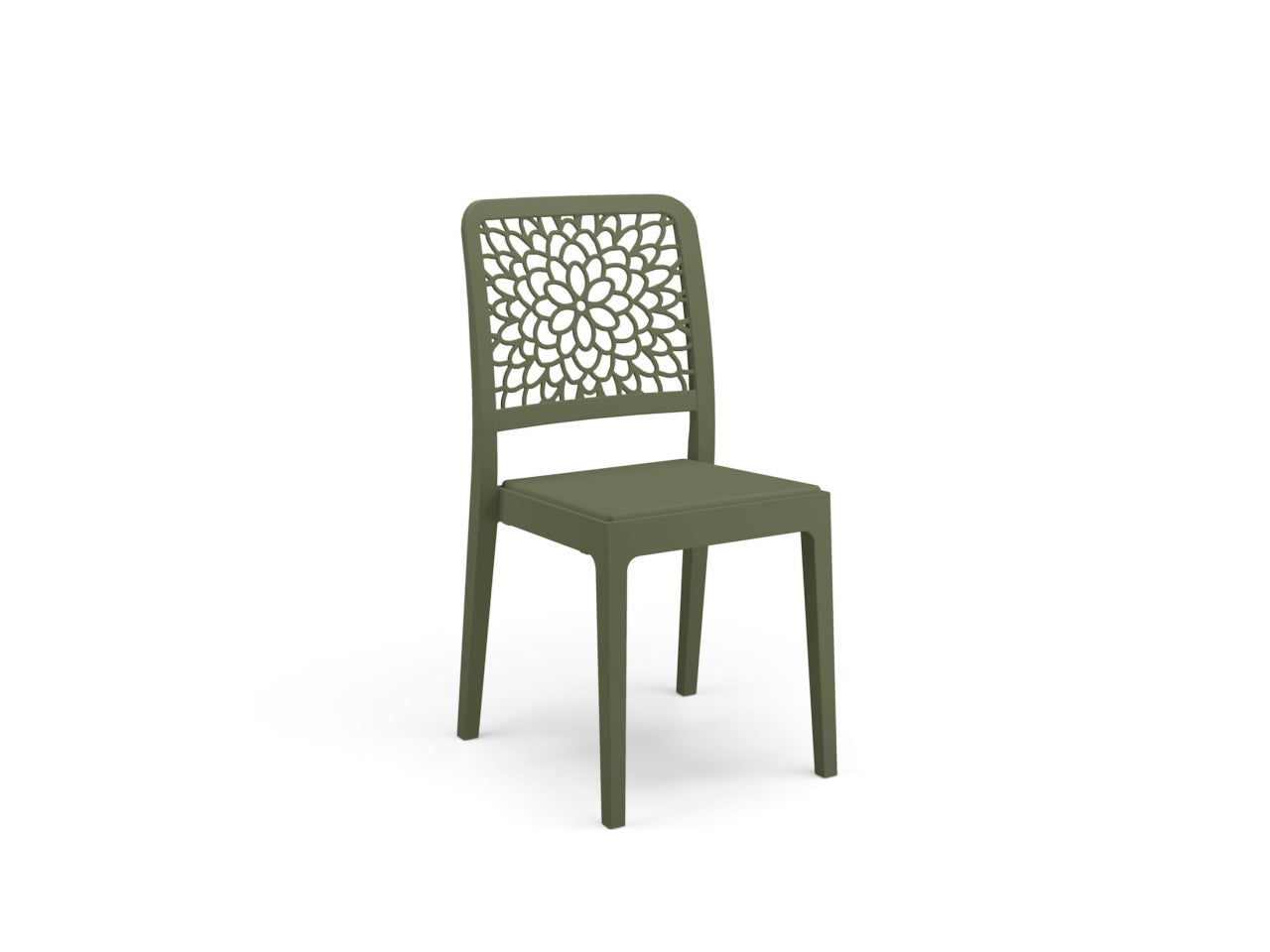 Sedia da esterno in plastica verde oliva Tiche 51x46x88 cm - Areta
