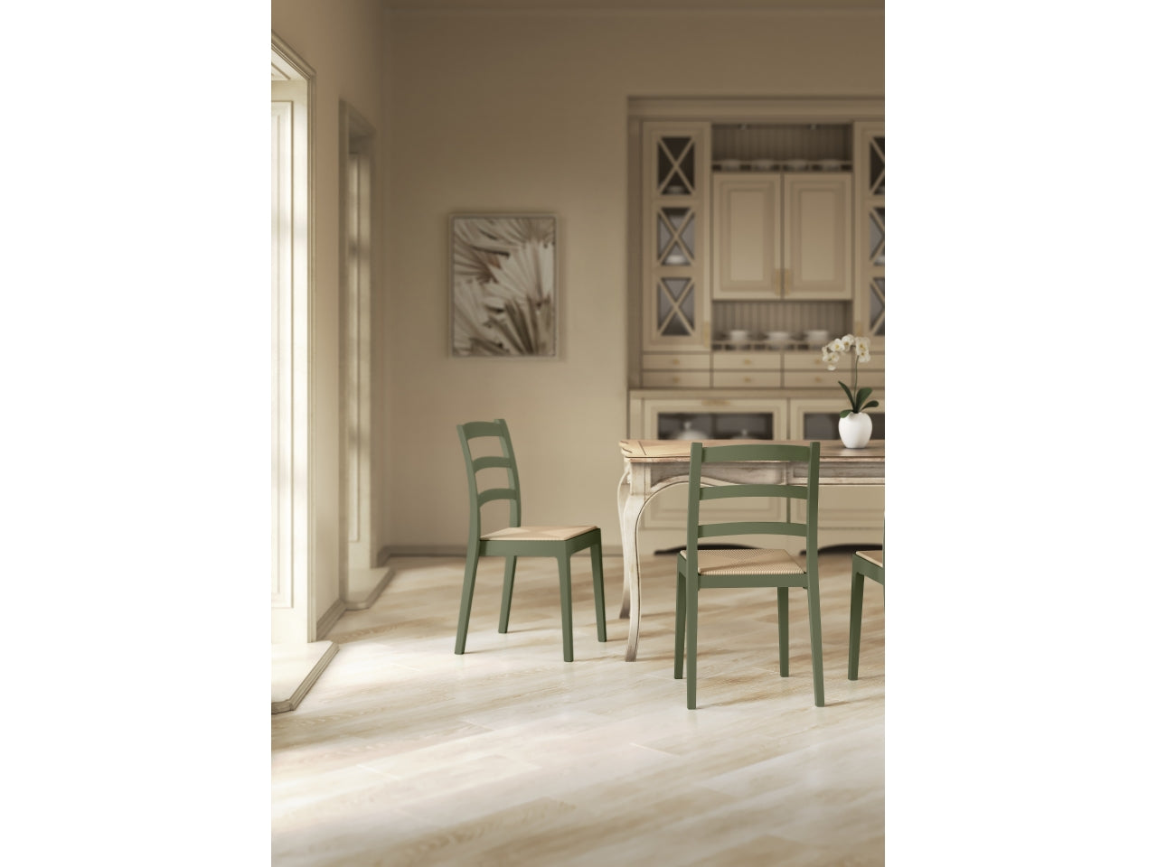 Sedia da esterno in plastica color verde oliva vintage Rea 51x46x88 cm - Areta