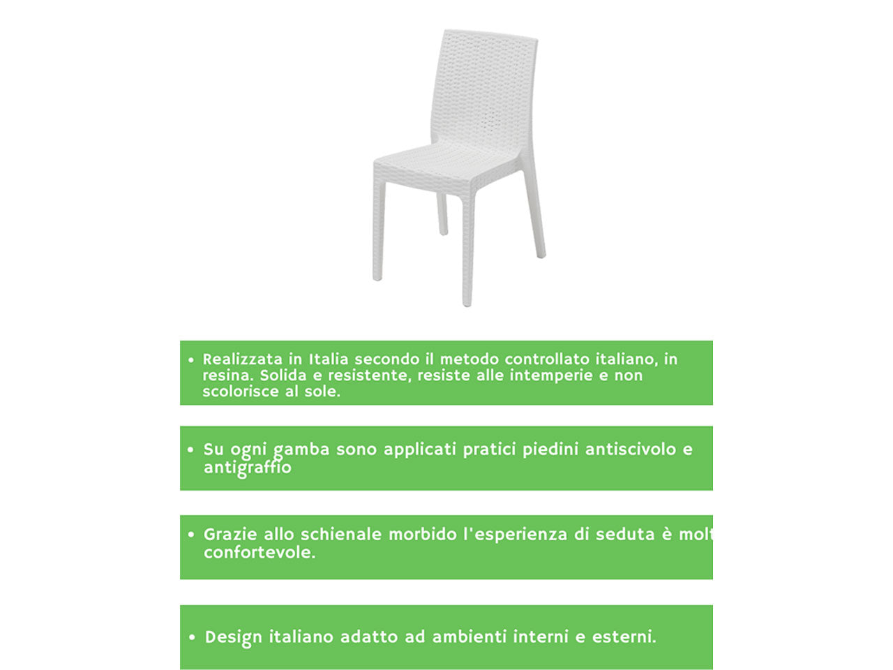 Sedia selene simil rattan set da 4 pezzi colore bianco