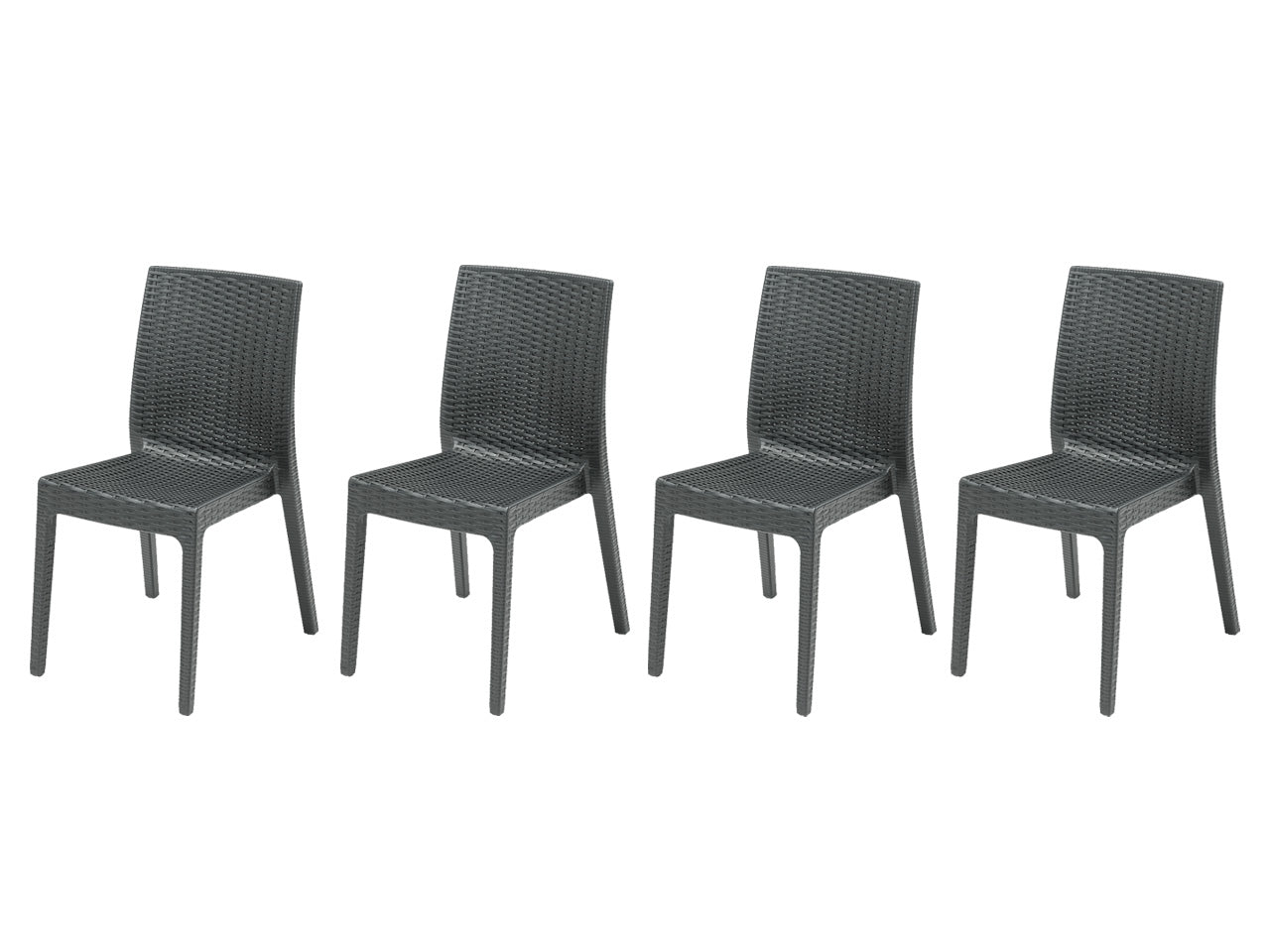 Sedia selene simil rattan set da 4 pezzi colore antracite