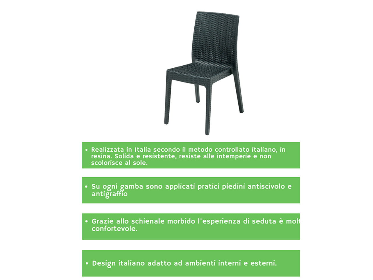 Sedia selene simil rattan set da 4 pezzi colore antracite