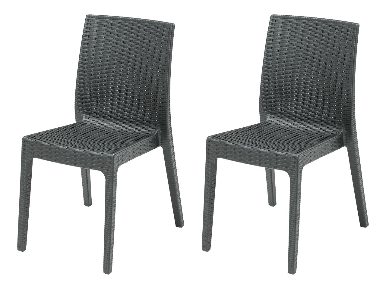 Sedia selene simil rattan set da 2 pezzi colore antracite