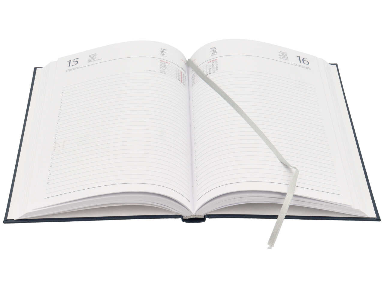 Agenda giornaliera 2024 formato 14,5x20,5cm blu con blocco fisso e sabato e domenica abbinati