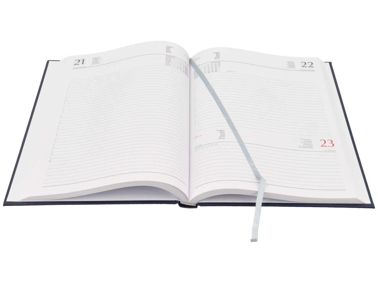 Agenda giornaliera 2024 formato 17x24cm blu con blocco fisso e sabato e domenica abbinati