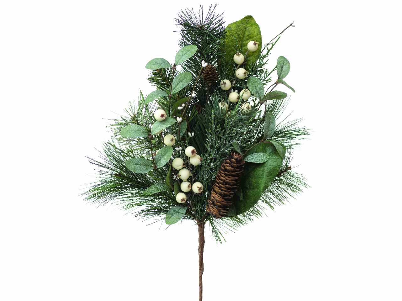 Ramo c/foglie/bacche bianche 55cm071626