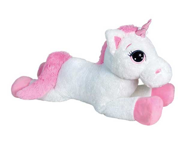 Peluche unicorno bianco steso 120cm
