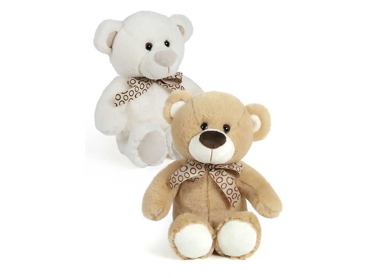 Peluche orso 40cm con fiocco - disponibile in 2 colori