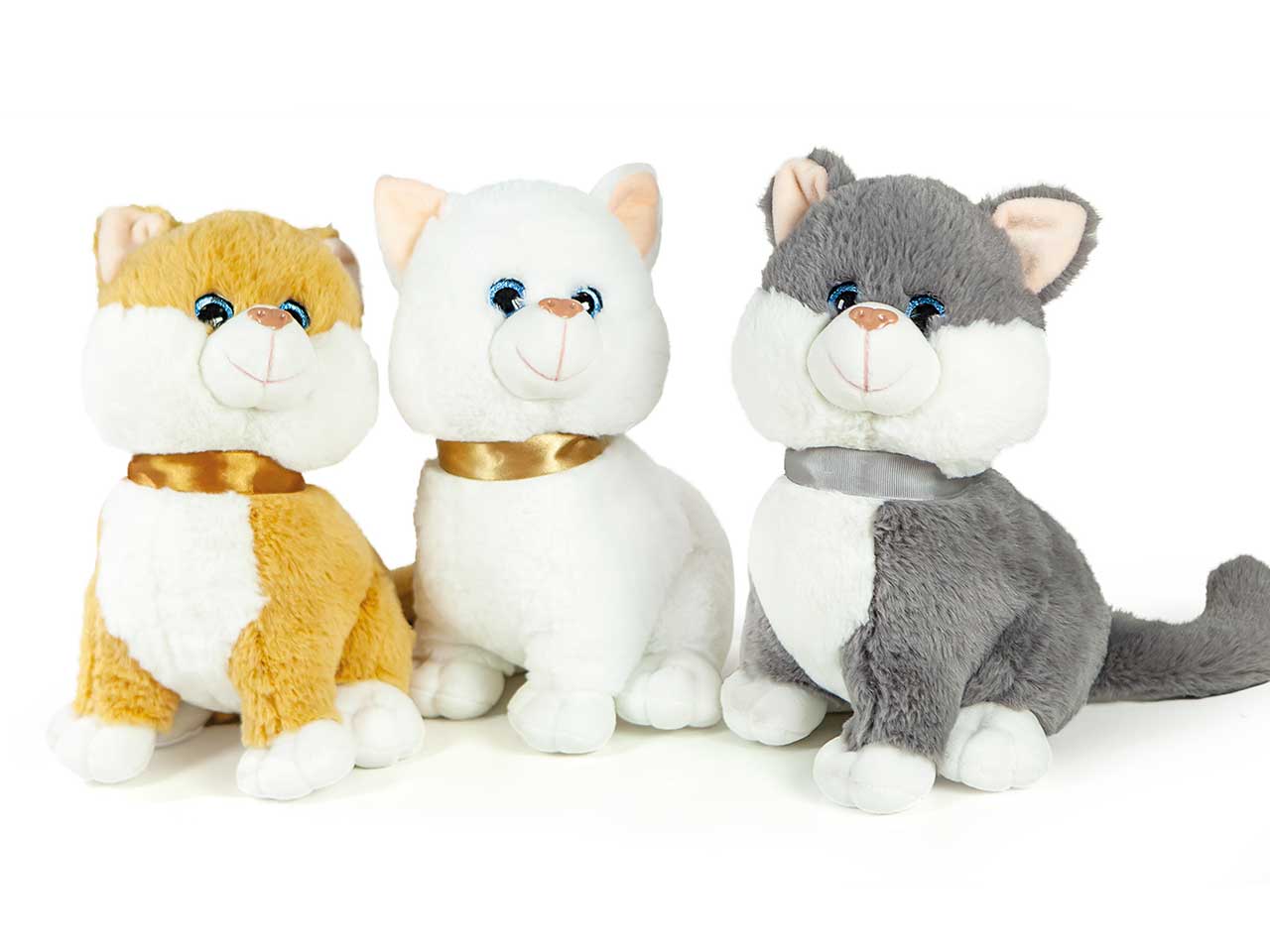 Peluche gatto 25cm c/collare - disponibile in 3 colori
