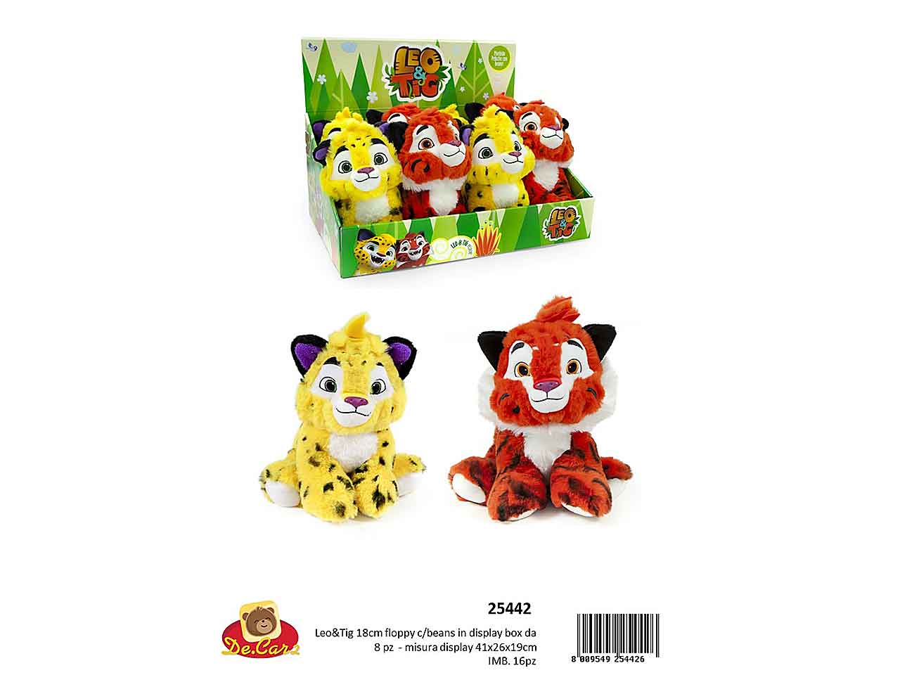 Peluche leotig 18cm floppy c/beans 25442 $