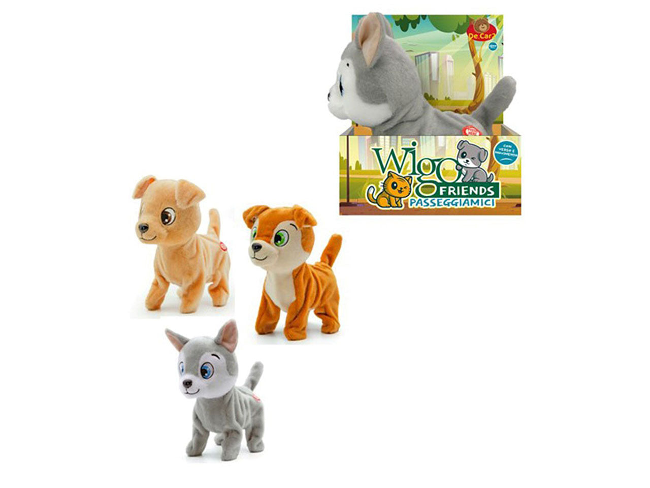 Peluche cane 25cm con funzione cammina e abbaia, pile non incluse