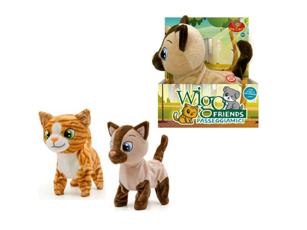 Peluche gatto 25cm con funzione cammina e miagola, pile non incluse