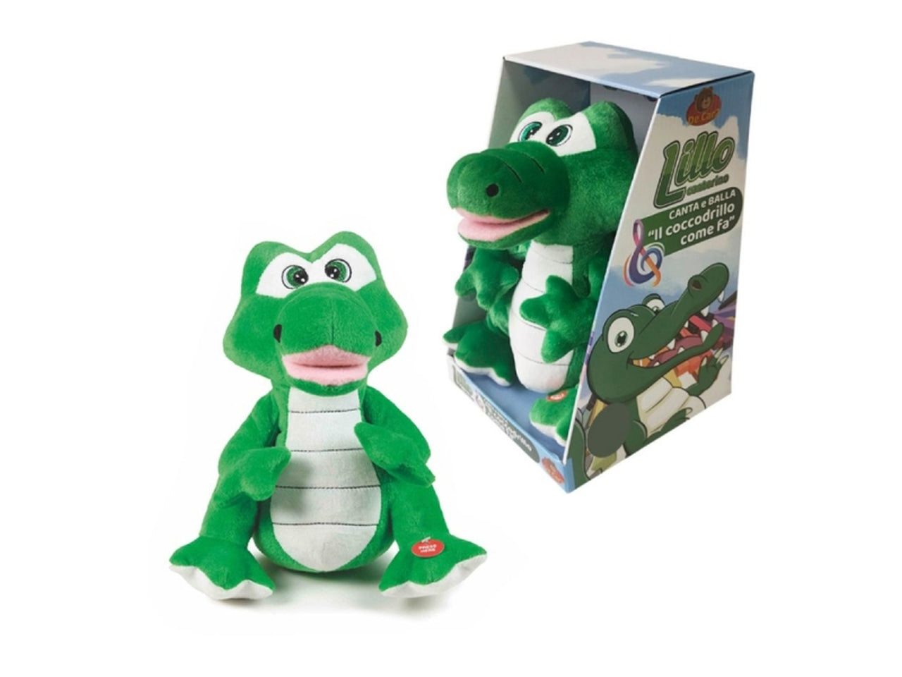 Peluche lillo coccodrillo con sensore di movimento canta il coccodrillo come fa, funzionamento a batteria e 3 pile aaa incluse