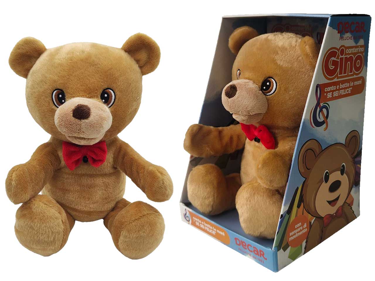 Peluche gino se sei felice tu lo sai l.20xh.31xp.20cm