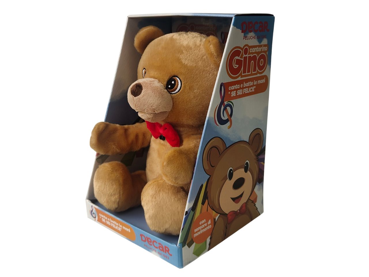 Peluche gino se sei felice tu lo sai l.20xh.31xp.20cm