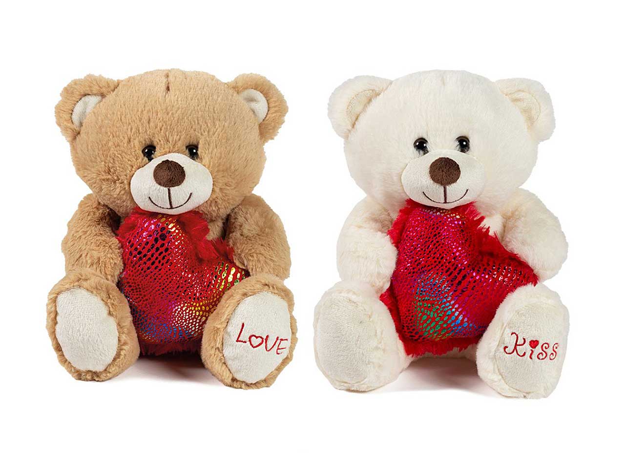 Peluche orso 24cm con cuore color e ricamo