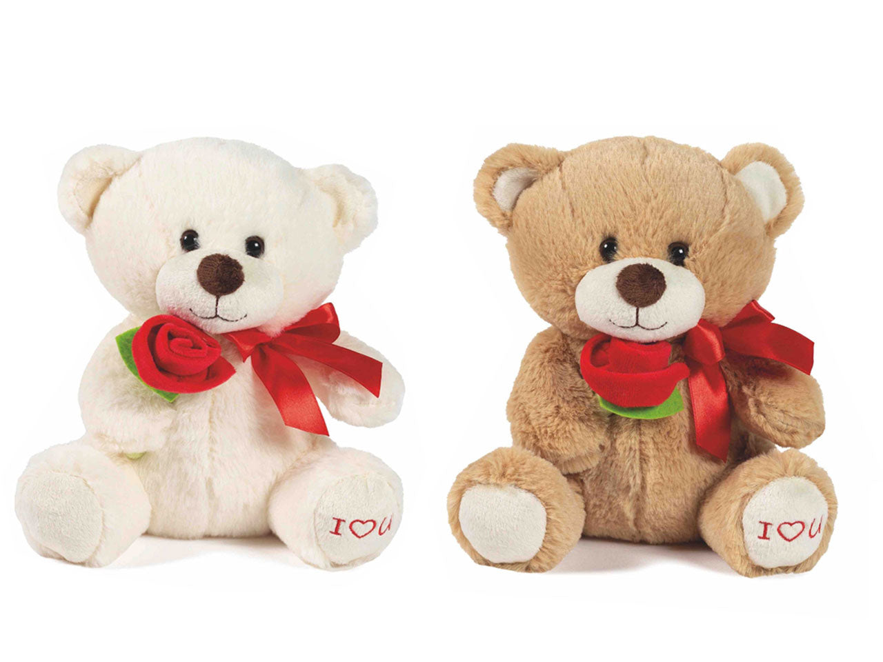 Peluche orso 25cm  con rosa rossa e ricamo